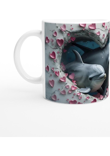 Kalpli Çatlaktan Bakan Yunuslar Temalı Baskılı Kupa Bardak fiyatları