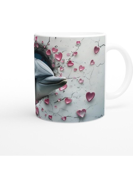 Kalpli Çatlaktan Bakan Yunuslar Temalı Baskılı Kupa Bardak modelleri