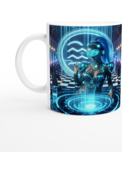 Kova Burcu Baskılı Kahve Kupası - Zodyak Maskeli Balo Vs4