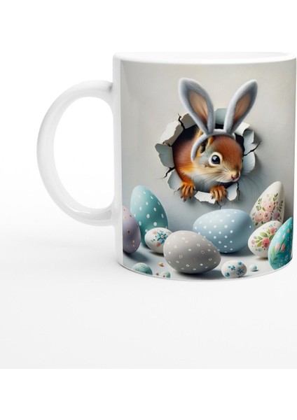 Tavşan Kulaklı Sincap Temalı Baskılı Kupa Bardak