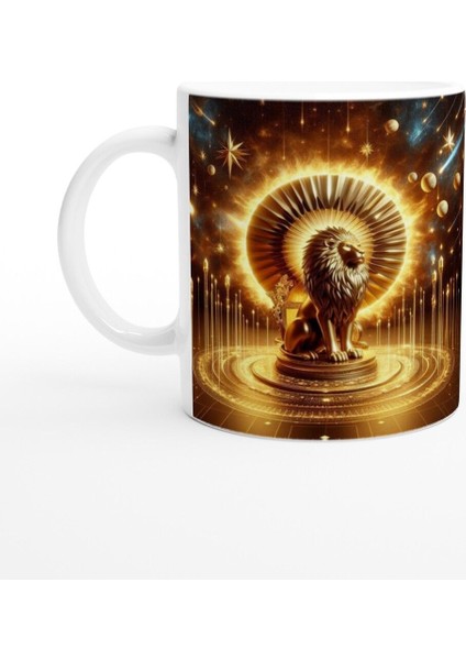 Aslan Burcu Baskılı Kahve Kupası - Galaktik Taht Odası Temalı Vs4