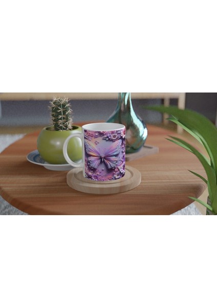 Renkli Kelebekler ve Çiçekler Temalı Baskılı Kupa Bardak fırsatları