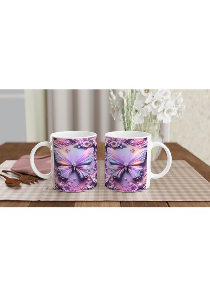 Renkli Kelebekler ve Çiçekler Temalı Baskılı Kupa Bardak indirimleri