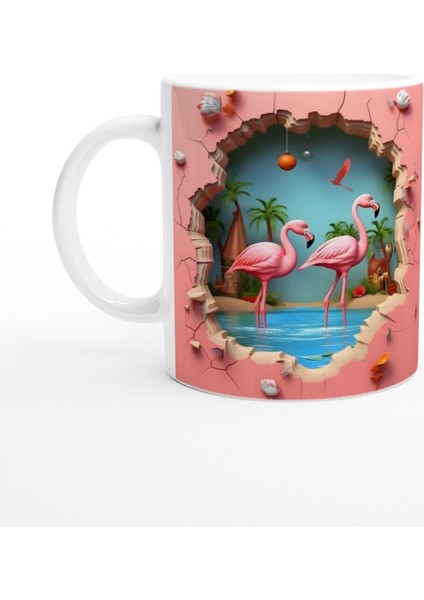 Tropikal Flamingo Baskılı Kupa Bardak