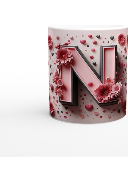 N Harfi Şık Detaylı Alfabe Kupa Bardak