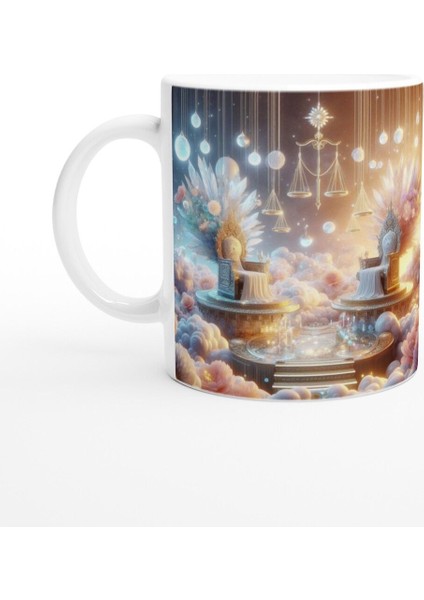 Terazi Burcu Baskılı Kahve Kupası - Elementsel Doğa Krallığı Temalı Vs4