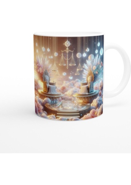 Terazi Burcu Baskılı Kahve Kupası - Elementsel Doğa Krallığı Temalı Vs4 modelleri