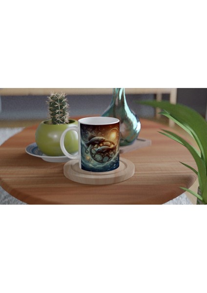 Balık Burcu Baskılı Kahve Kupası - Zamanın Çarkları Astroloji Mekanizması Vs1 fırsatları