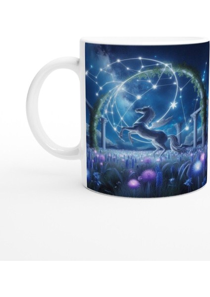 Yay Burcu Baskılı Kahve Kupası - Ay Işığında Zodyak Bahçesi Vs1