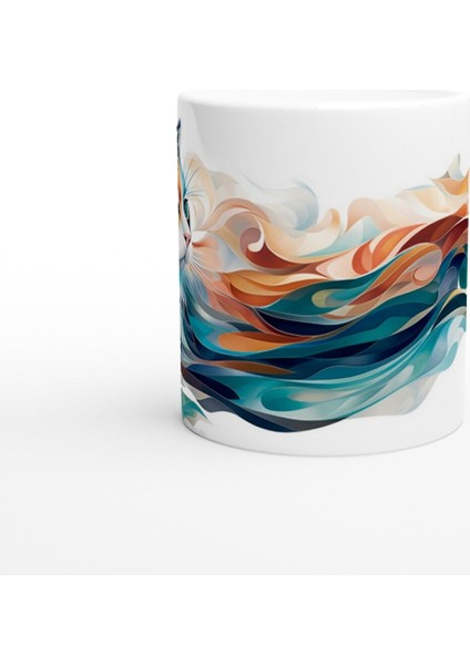 Renk Dalgaları Arasında Büyüleyici Kedi Temalı Baskılı Kupa Bardak fiyatları