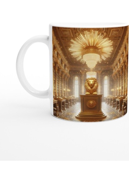 Aslan Burcu Baskılı Kahve Kupası - Zodyak Kütüpanesi Vs1