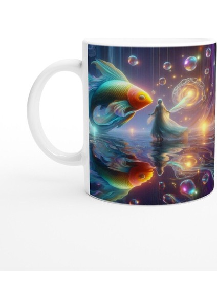 Balık Burcu Baskılı Kahve Kupası - Zodyak Maskeli Balo Vs2