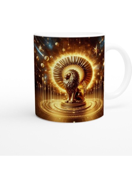Aslan Burcu Baskılı Kahve Kupası - Galaktik Taht Odası Temalı Vs4 modelleri