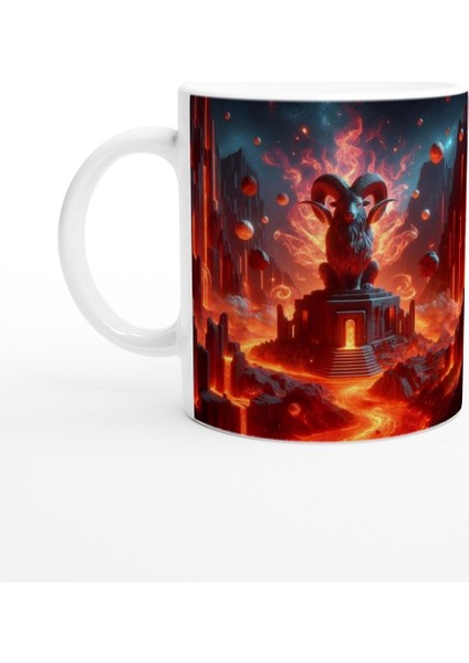 Koç Burcu Baskılı Kahve Kupası - Elementsel Doğa Krallığı Temalı Vs1