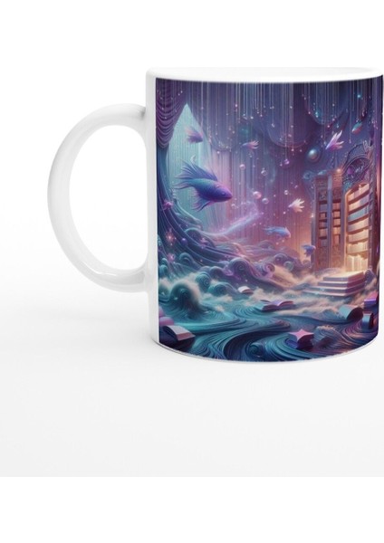 Balık Burcu Baskılı Kahve Kupası - Zodyak Kütüpanesi Vs4