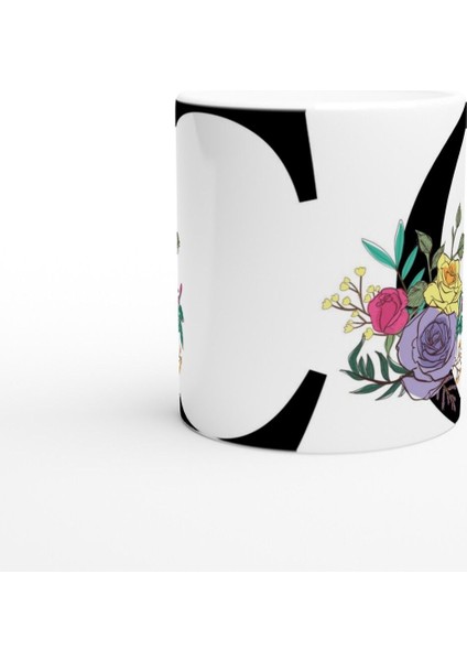 C Harfi Çizgisel Çiçekli Kupa Bardak modelleri