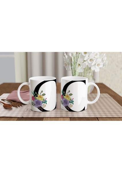 C Harfi Çizgisel Çiçekli Kupa Bardak indirimleri