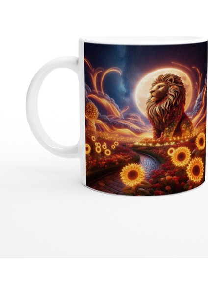 Aslan Burcu Baskılı Kahve Kupası - Ay Işığında Zodyak Bahçesi Vs2