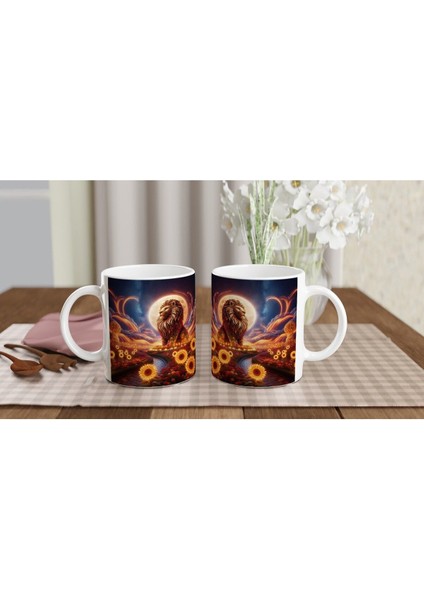 Aslan Burcu Baskılı Kahve Kupası - Ay Işığında Zodyak Bahçesi Vs2 indirimleri