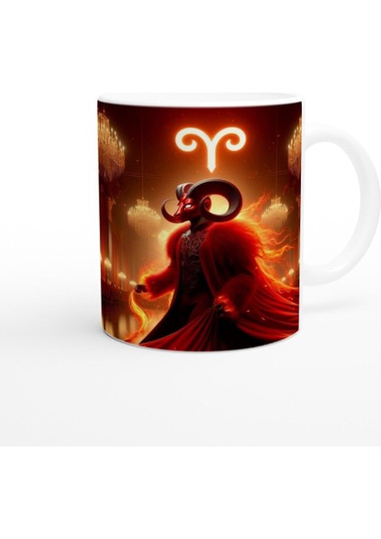 Koç Burcu Baskılı Kahve Kupası - Zodyak Maskeli Balo Vs4 modelleri