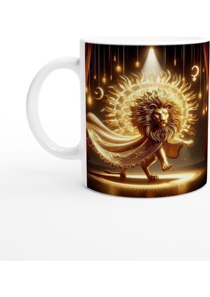 Aslan Burcu Baskılı Kahve Kupası - Zodyak Maskeli Balo Vs2