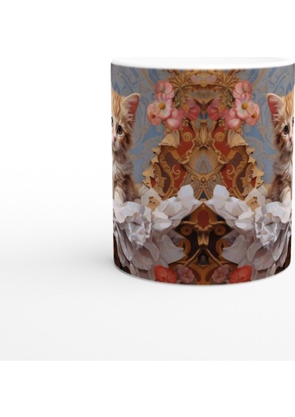 Barok Çiçekler Arasında Sevimli Kedi Kupa Bardak fiyatları