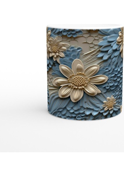 Mavi Rölyef Doku Çiçekli Kupa Bardak fiyatları