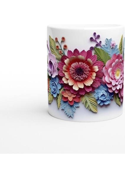 Renkli Kağıt Çiçekler Kupa Bardak