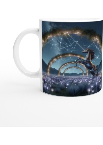 Yay Burcu Baskılı Kahve Kupası - Ay Işığında Zodyak Bahçesi Vs2