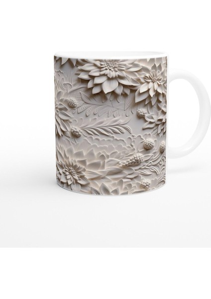 Dondurulmuş Krem Çiçekler Kupa Bardak modelleri