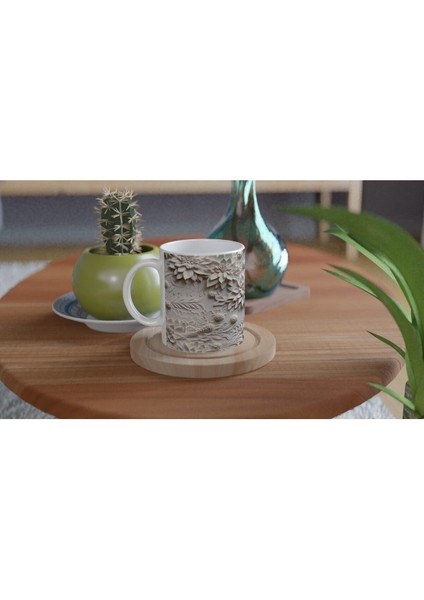 Dondurulmuş Krem Çiçekler Kupa Bardak fırsatları