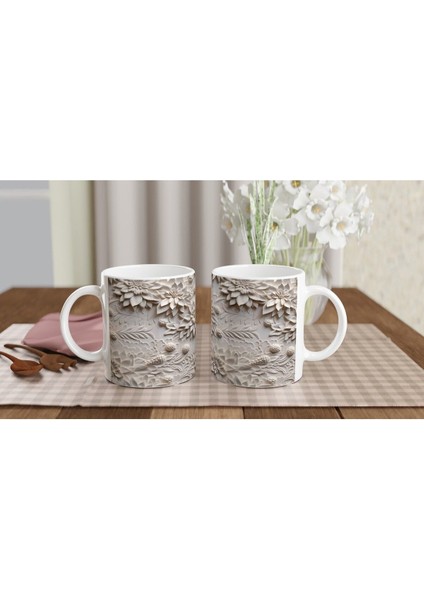 Dondurulmuş Krem Çiçekler Kupa Bardak indirimleri