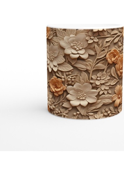 Gül Dokunuşlu Rölyef Çiçek Desenli Kupa Bardak fiyatları