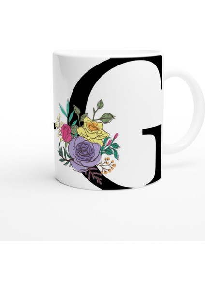 G Harfi Çiçek Motifli Kupa Bardak modelleri