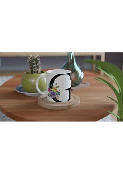 G Harfi Çiçek Motifli Kupa Bardak fırsatları