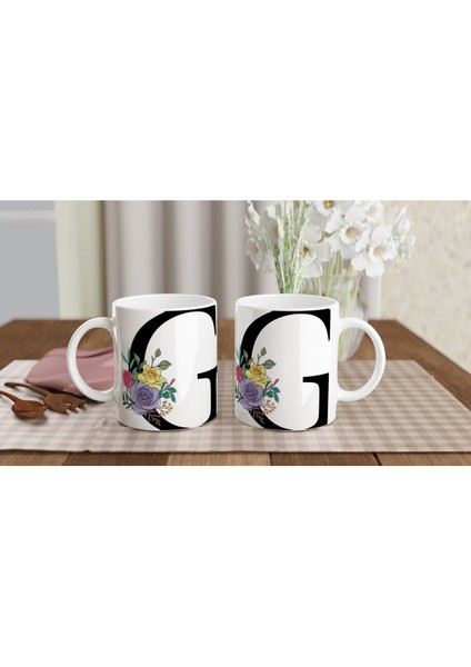 G Harfi Çiçek Motifli Kupa Bardak indirimleri