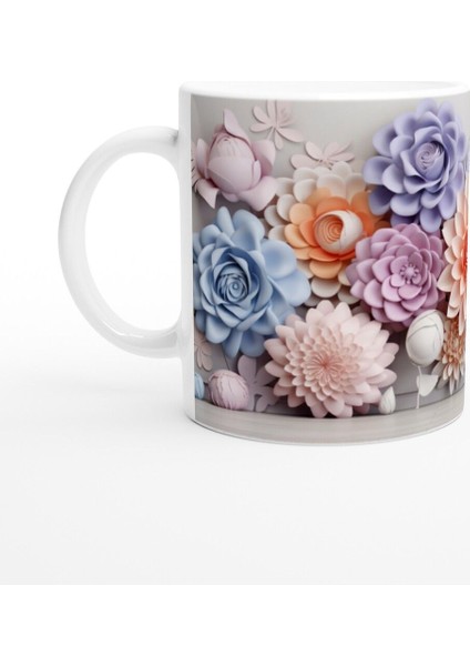 Pastel Çiçek Duvarı Kupa Bardak