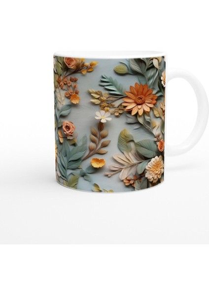 Sonbahar Bahçesi Rölyef Çiçekli Kupa Bardak modelleri