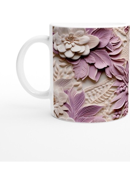 Leylak Baharı Rölyef Çiçekli Kupa Bardak