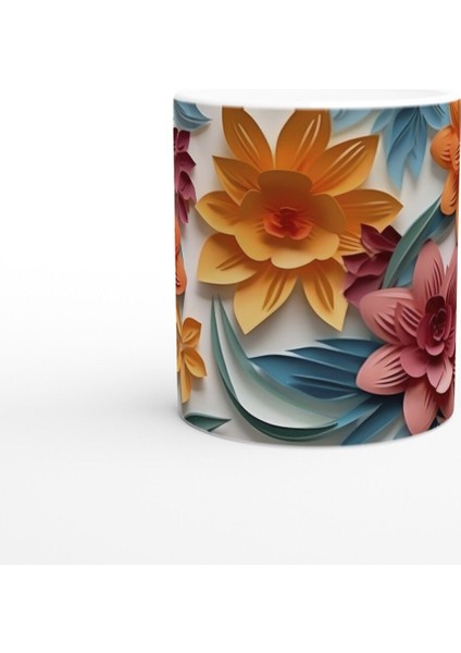 Pastel Kesitli Canlı Çiçek Desenli Kupa Bardak fiyatları