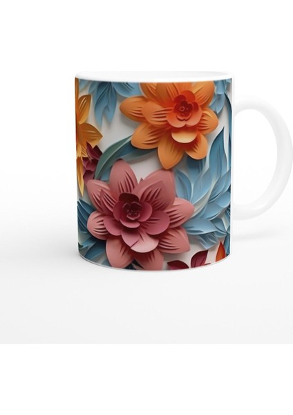 Pastel Kesitli Canlı Çiçek Desenli Kupa Bardak modelleri