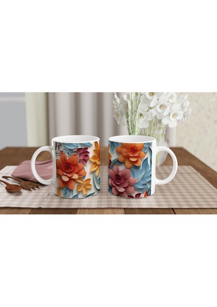 Pastel Kesitli Canlı Çiçek Desenli Kupa Bardak indirimleri