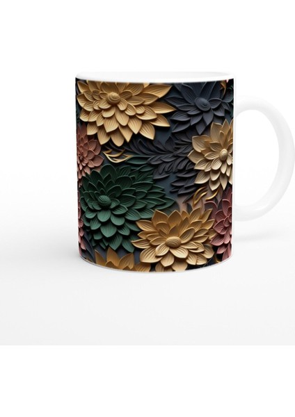 Toprak ve Altın Çiçek Desenli Kupa Bardak modelleri