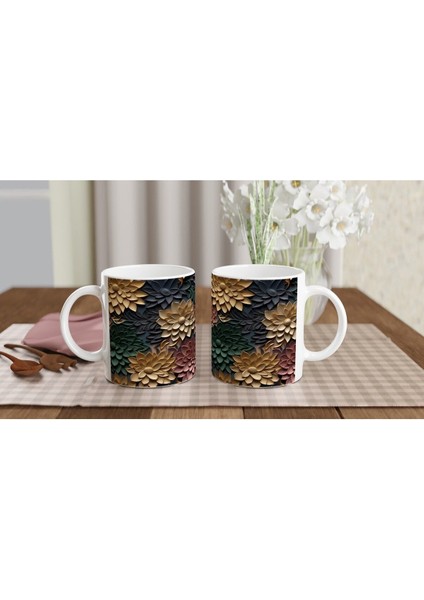 Toprak ve Altın Çiçek Desenli Kupa Bardak indirimleri