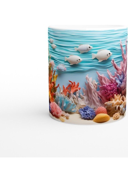 Deniz Dalgaları ve Renkli Mercanlar Kupa Bardak