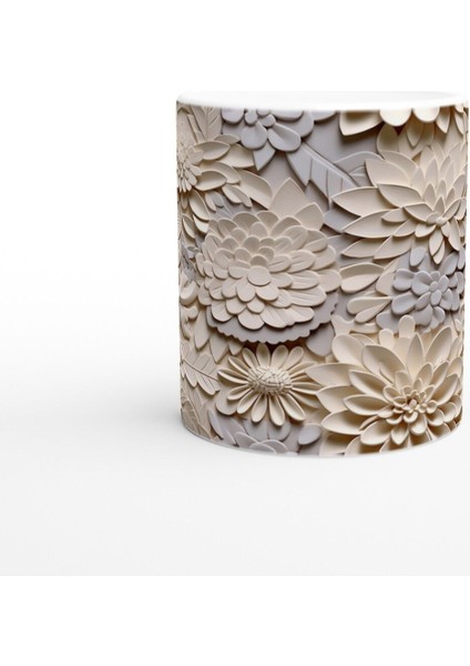 Krem Rölyef Çiçek Harmanı Kupa Bardak fiyatları
