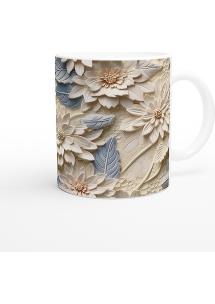 Buz Mavisi Çiçek Rölyefi Kupa Bardak modelleri