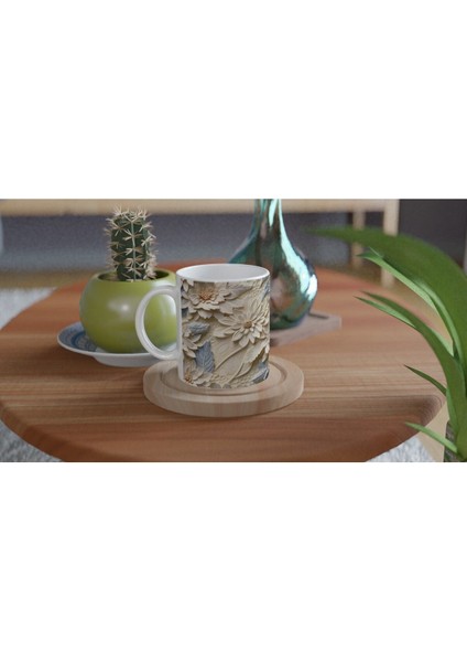 Buz Mavisi Çiçek Rölyefi Kupa Bardak fırsatları