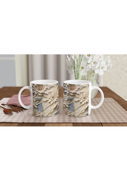 Buz Mavisi Çiçek Rölyefi Kupa Bardak indirimleri