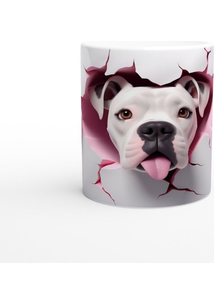 Duvarı Delip Bakan Sevimli Boxer Temalı Baskılı Kupa Bardak